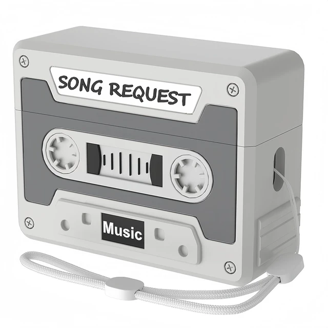 Main image of Designer Retro Case Compatible with AirPods Pro/Pro 2, Music Cassette Tape Case Cover with Rope, Portable Soft Silicone Wireless Charging Earphone Shockproof Protector for Men Women (Grey)