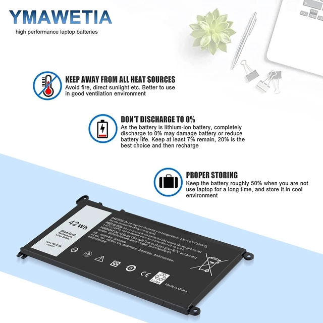 Alt view image 6 of 7 - WDX0R Laptop Battery Replacement for Dell Inspiron 13 15 5000 7000 Series 5379 5565 5567 5570 5579 5570 7579 7573 7378 Latitude 3400 3500 3480 3580 7368 17 5765 5767 P69G 3CRH3 T2JX4 42Wh