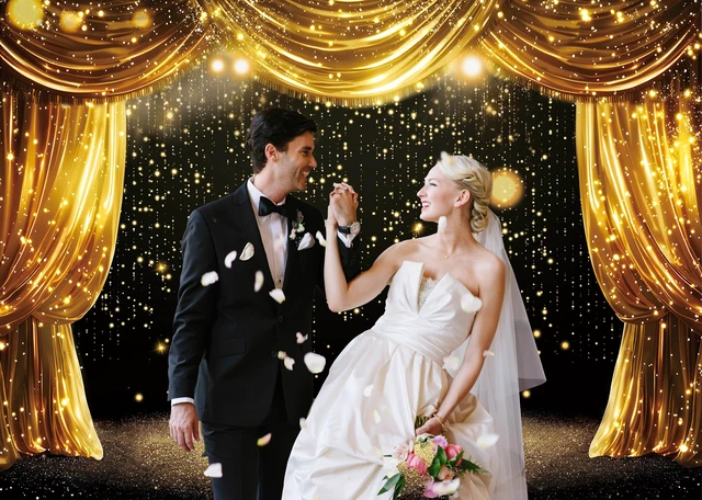 Alt view image 5 of 7 - Black Gold Backdrop Black Gold Curtains Glitter Spots Theater Stage Photography Background Adults Kids VIP Carnival Graduation Prom New Year Birthday Party Decorations Banner Photo Props (7x5FT)