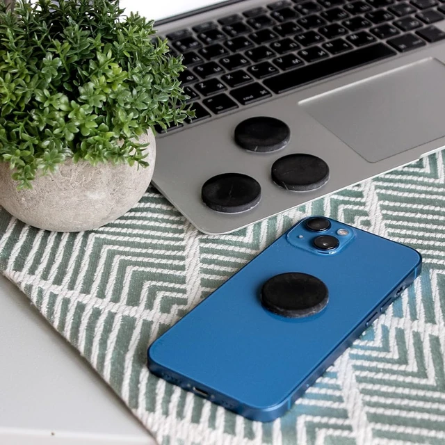 Alt view image 7 of 7 - 15 Pcs Shungite Stickers for Phone, Mixed Shapes (Rectangles and Circles) - Polished Wellness Stone Decals for Laptop Tablet Electronics, Natural Karelian Crystal Gift