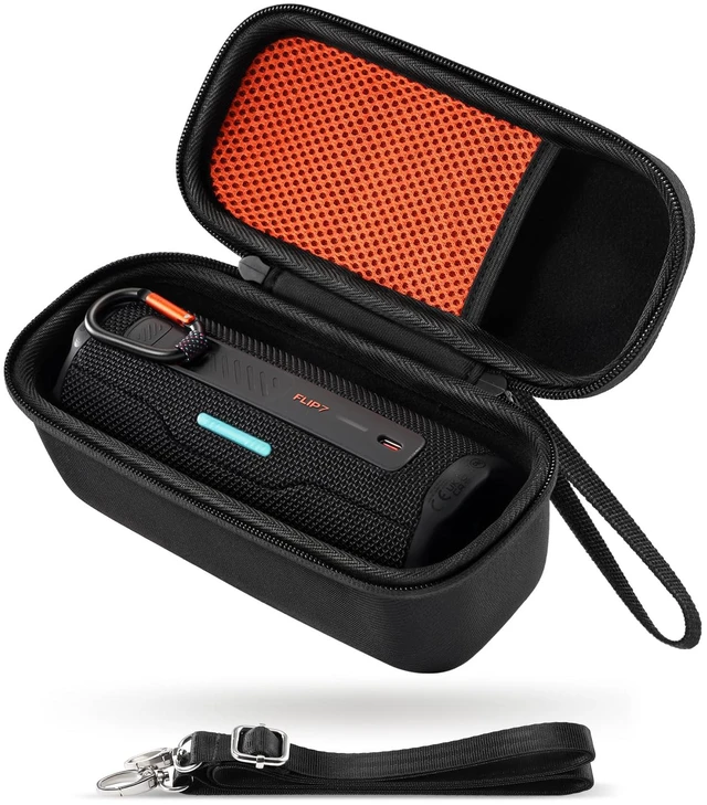 Main image of Hard Travel Carrying Case for JBL Flip 7/6/5/4 and JBL Grip -Black Portable Water-resistant Speaker Storage Bag with Shoulder Strap, Protective Holder Cover for Charging Cable Accessories