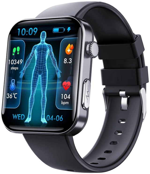 Main image of Gen F300 Smart Health Fitness Watch Body Composition Estimation (Black) IP68 Waterproof for running swimming 130 Plus Sport Modes Sleep Tracker Heart Rate Blood Oxygen Monitor For Android iOS