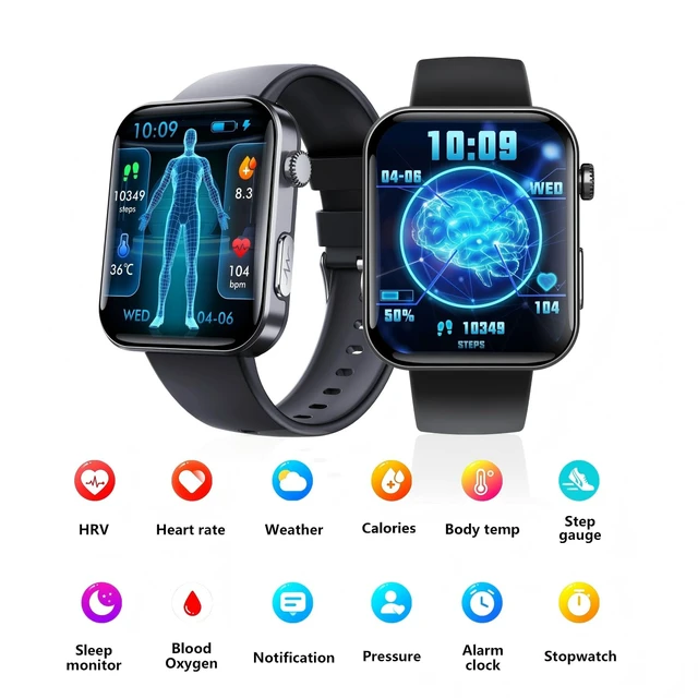 Alt view image 2 of 7 - Gen F300 Smart Health Fitness Watch Body Composition Estimation (Black) IP68 Waterproof for running swimming 130 Plus Sport Modes Sleep Tracker Heart Rate Blood Oxygen Monitor For Android iOS