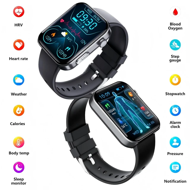 Alt view image 3 of 7 - Gen F300 Smart Health Fitness Watch Body Composition Estimation (Black) IP68 Waterproof for running swimming 130 Plus Sport Modes Sleep Tracker Heart Rate Blood Oxygen Monitor For Android iOS
