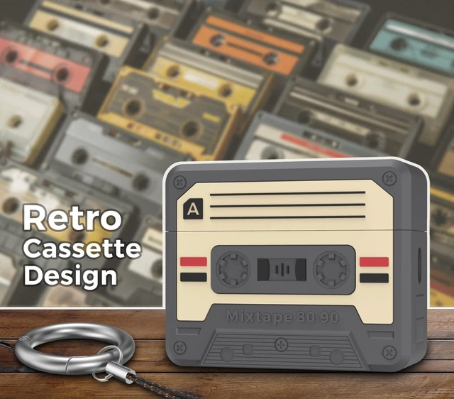 Alt view image 4 of 7 - for AirPods Pro 3 Case - 2025 Retro Silicone Mixtape Design Case for Apple AirPods Pro 3rd Generation, Cute Cassette Airpod pro 3 Case Cover for Men/Women (Deep Grey)