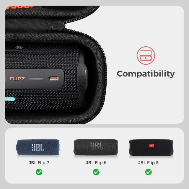 Alt view image 2 of 7 - Hard Travel Carrying Case for JBL Flip 7/6/5/4 and JBL Grip -Black Portable Water-resistant Speaker Storage Bag with Shoulder Strap, Protective Holder Cover for Charging Cable Accessories