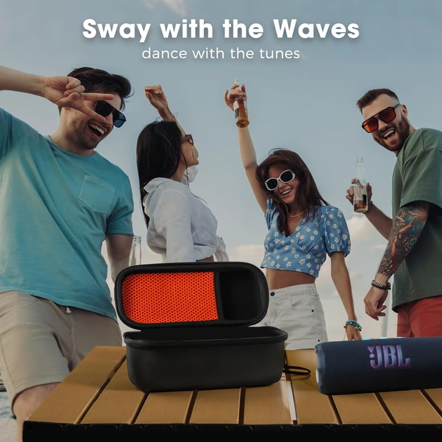 Alt view image 7 of 7 - Hard Travel Carrying Case for JBL Flip 7/6/5/4 and JBL Grip -Black Portable Water-resistant Speaker Storage Bag with Shoulder Strap, Protective Holder Cover for Charging Cable Accessories