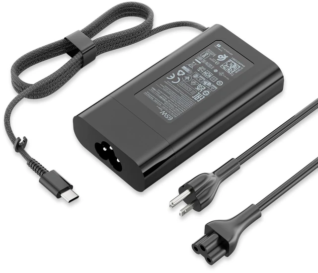 Alt view image 2 of 7 - 65W USB C Laptop Charger Fit for HP Chromebook 14-CA000 X2 OmniBook Ultra X Envy Spectre 12 13 X360 Chromebook 14 Pavilion EliteBook Elite x2 Power Supply 65W PD Fast Charging Multiple Protection