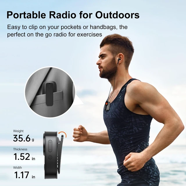 Alt view image 3 of 7 - MI06 Portable Pocket Mini FM Radio with Clip, 2*AAA Batteries Operated Excellent Reception, Clear LCD Display, Station Preset, Memory Favorite, Stereo Earphone for Walking Jogging Meeting