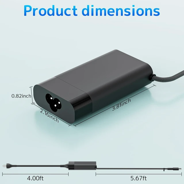 Alt view image 4 of 7 - New Slim 65W USB C Laptop Charger Compatible with HP OmniBook X AC Adapter Envy Spectre 12 13 X360 Chromebook 14 Pavilion EliteBook Elite x2 Power Supply 65W PD Fast Charging Multiple Protection