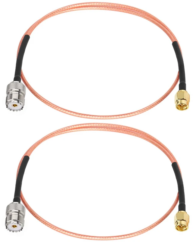 Main image of SMA Male to SO239 RG316 Cable 2FT 2PCS- SMA Male to SO239 UHF Female Antenna Cable - High Performance Low Loss - for Ham Radio, CB Radio, Antenna, Receiver, Transmitter