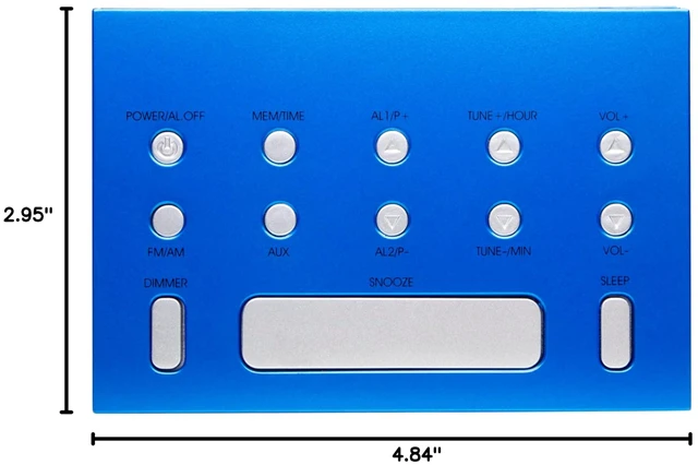 Alt view image 4 of 4 - HX-111CR Alarm Clock Radio, AM/FM, Auto DST (Blue) AM/FM Radio, Digital Clock, Dual Alarm, White LED Display, Auto Time Set, Aux-in