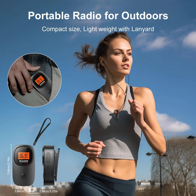 Alt view image 5 of 7 - MI06 Portable Pocket Mini FM Radio with Clip, 2*AAA Batteries Operated Excellent Reception, Clear LCD Display, Station Preset, Memory Favorite, Stereo Earphone for Walking Jogging Meeting