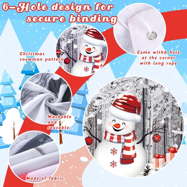 Alt view image 3 of 7 - Christmas Garage Door Cover 7 x 16 Ft, Snowman Backdrop Winter Snowman Snowflake Design, Weatherproof Material Outdoor Indoor, Easy Installation, Xmas Front Yard Display