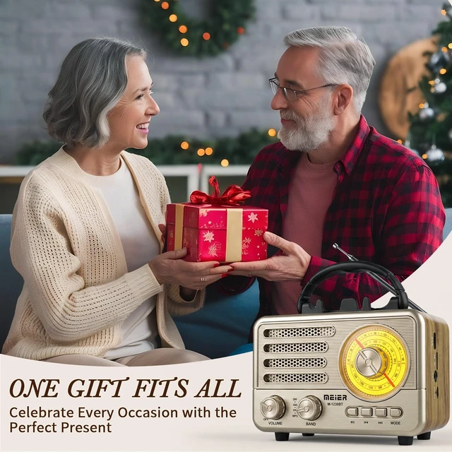Alt view image 5 of 7 - Radio Portable AM FM SW Bluetooth Speaker Vintage Radios with Phone Stand Small Retro Radio Battery Powered for Vintage Decor Birthday Gifts for Women,Men,DadGold