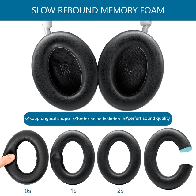 Alt view image 4 of 7 - Replacement Earpads for Bose QC Ultra Gen 1 & Gen 2, Black Ear Pads for Bose QuietComfort Ultra Gen 1 & Gen 2, Soft Protein Leather, High-density Memory Foam