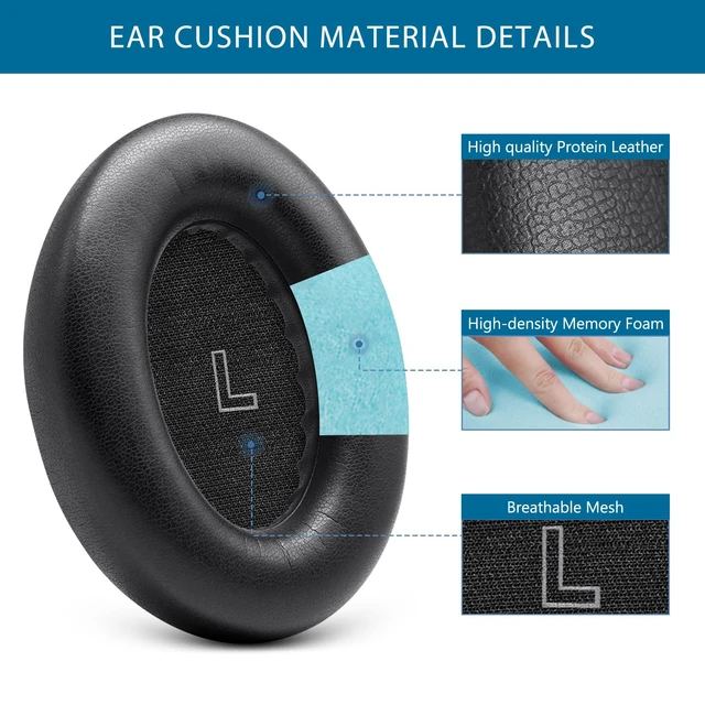 Alt view image 3 of 7 - Replacement Earpads for Bose QC Ultra Gen 1 & Gen 2, Black Ear Pads for Bose QuietComfort Ultra Gen 1 & Gen 2, Soft Protein Leather, High-density Memory Foam