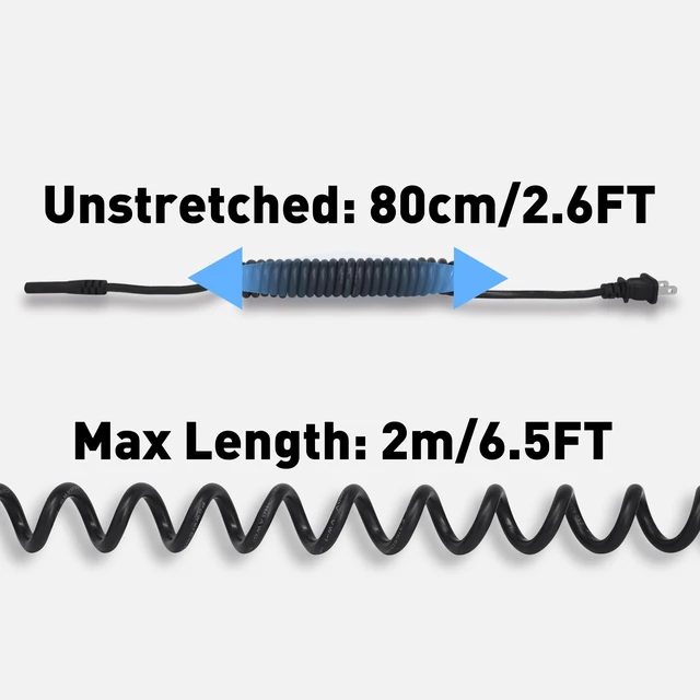 Alt view image 4 of 7 - 2 Pack Coiled 2 Prong AC Power Cord 6.5 ft, Coiled UL Listed Figure 8 Power Cord Compatible with Samsung LG Sony Insignia Toshiba Hisense PS5, Non Polarized (NEMA 1-15P to IEC C7) Black