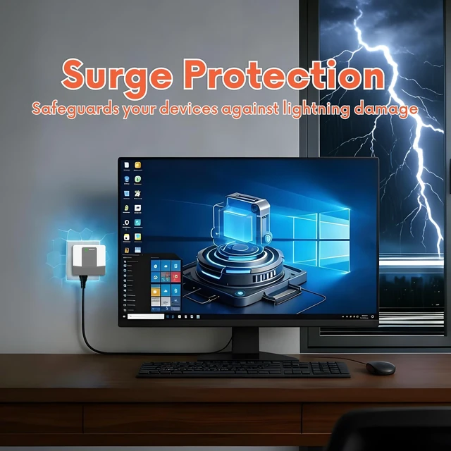 Alt view image 2 of 7 - 2-Outlet Surge Protector for Refrigerators & Home Appliances, Voltage Protector with Over/Under Voltage & Surge Protection, Time Delay, LED Indicator Lights, Grounded Wall Plug, 15A 120V 1800W