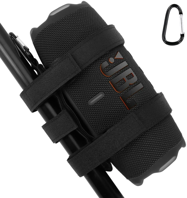 Main image of Portable Speaker Mount for Golf Cart Railing Bike or Boat, Waterproof Outdoor Adjustable Strap for Most Speakers (Black)