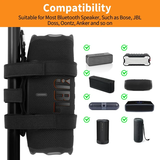 Alt view image 3 of 7 - Portable Speaker Mount for Golf Cart Railing Bike or Boat, Waterproof Outdoor Adjustable Strap for Most Speakers (Black)