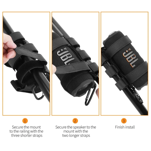 Alt view image 5 of 7 - Portable Speaker Mount for Golf Cart Railing Bike or Boat, Waterproof Outdoor Adjustable Strap for Most Speakers (Black)