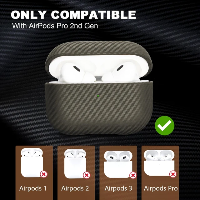 Alt view image 7 of 7 - Leather Case for AirPods Pro 2 Gray Luxury Modern Striped Carbon Fiber Kevlar Leather Earphones Protective Case Compatible with AirPod Pro 2 (2nd Generation)
