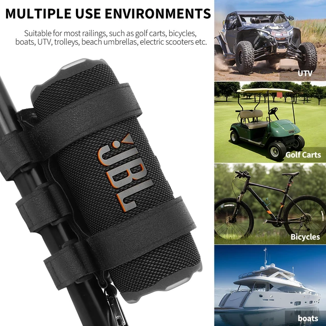 Alt view image 7 of 7 - Portable Speaker Mount for Golf Cart Railing Bike or Boat, Waterproof Outdoor Adjustable Strap for Most Speakers (Black)