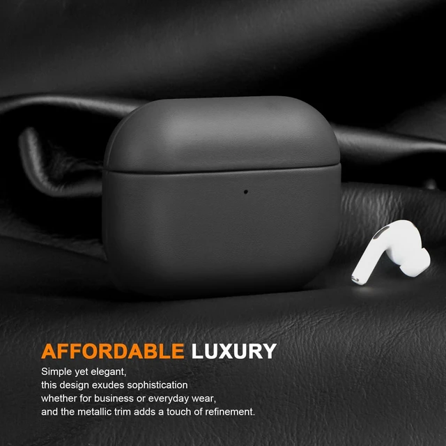Alt view image 2 of 7 - Case for AirPod Pro 3 Gen (2025) Protective Cover Black Shockproof 100% Full Grain Geniune Leather Case for AirPods Pro 3rd Gen (2025) Compatible with MagSafe Wireless Charging Anti-Scratch