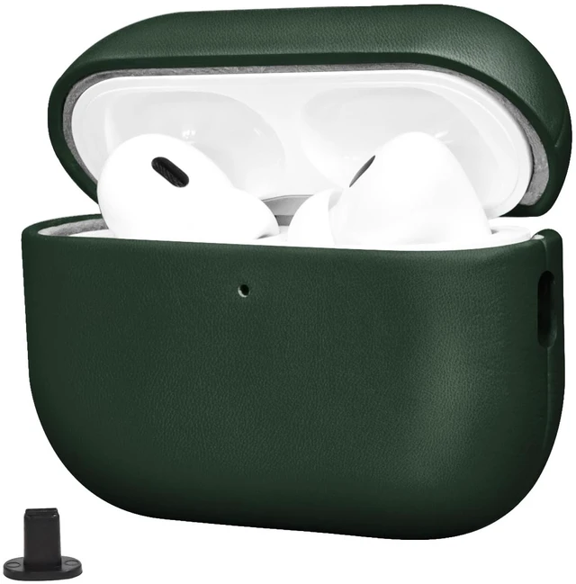 Main image of Case for AirPod Pro 3 Gen (2025) Protective Cover Green Shockproof 100% Full Grain Geniune Leather Case for AirPods Pro 3rd Gen (2025) Compatible with MagSafe Wireless Charging Anti-Scratch