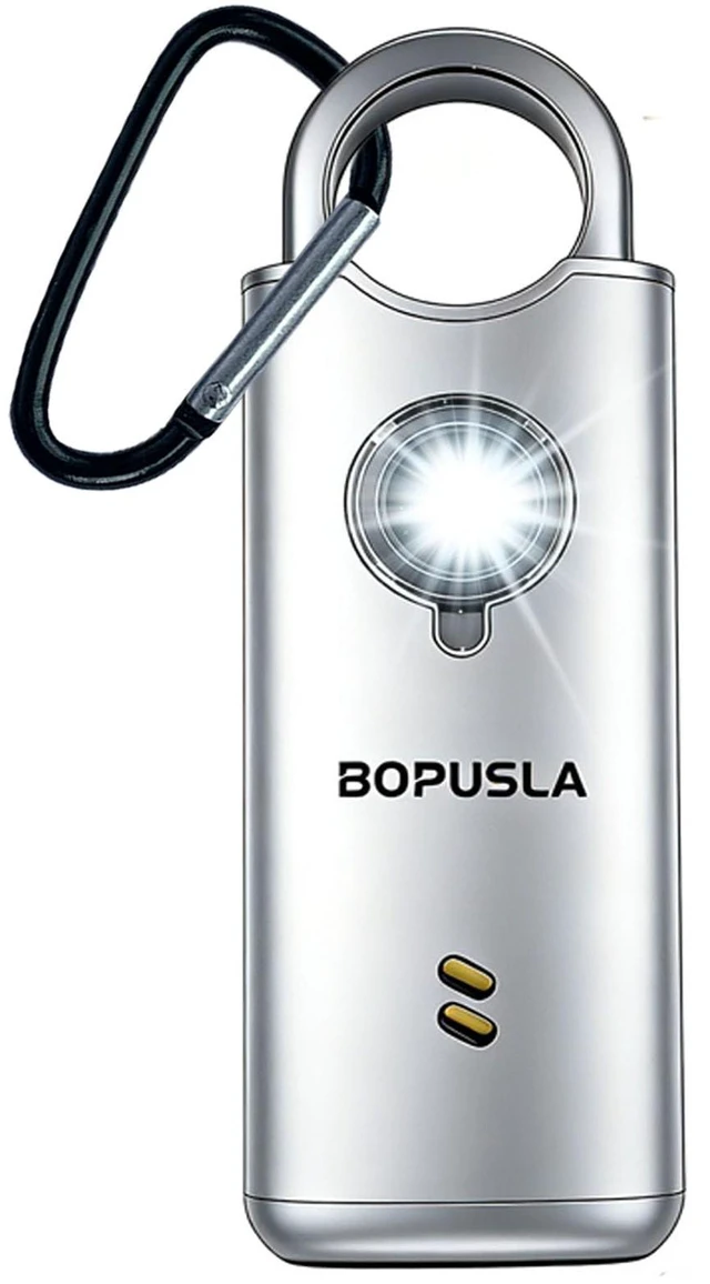 Main image of 135dB Personal Safety Alarm for Women, SOS Strobe Alarm,Silver Rechargeable alarm with Type-C port and emergency flashlight, ideal for outdoor activities and night travel