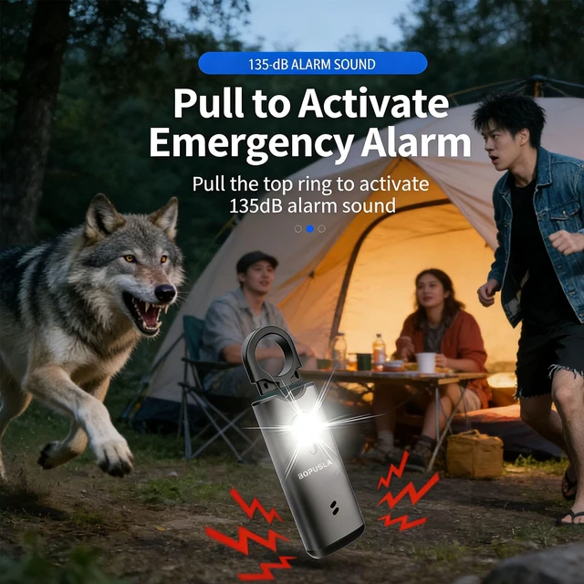 Alt view image 5 of 6 - 135dB Personal Safety Alarm for Women, SOS Strobe Alarm,Silver Rechargeable alarm with Type-C port and emergency flashlight, ideal for outdoor activities and night travel