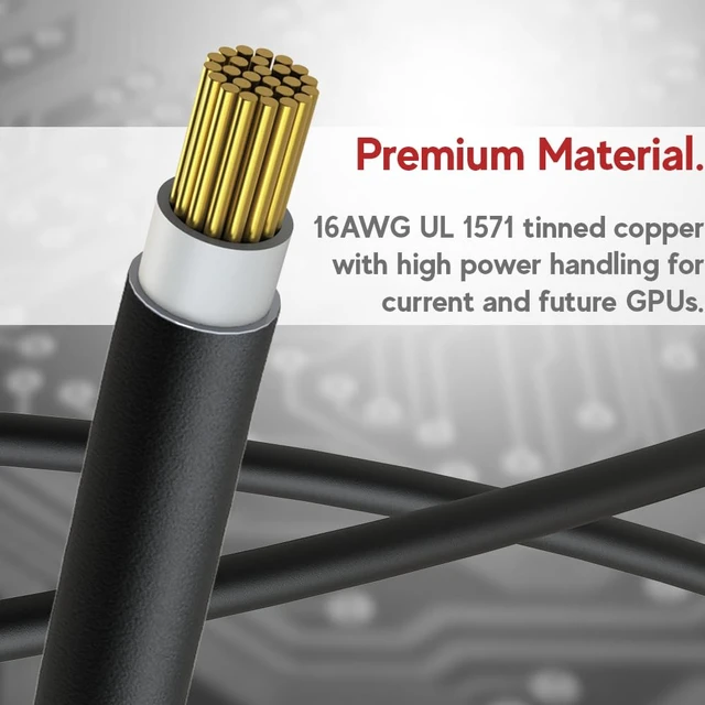 Alt view image 3 of 6 - 12VHPWR GPU Power Extension Cable Compatible with NIVIDA RTX 5070/5080 and All RTX GPUs 12+4 to 3x8 Pin PCIe 5.0 Cable 40cm, Black