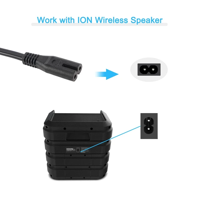 Alt view image 3 of 5 - 12FT Power Cord for ION Game Day Wireless Rechargeable Speaker System Power Cable Replacement