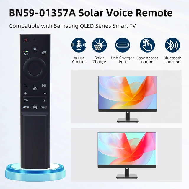 Alt view image 4 of 7 - BN59-01357A Solar Voice Remote fit for Samsung QLED Series Smart TV For BN59-01357F BN59-01357P Voice Remote Control Full Function Replacement
