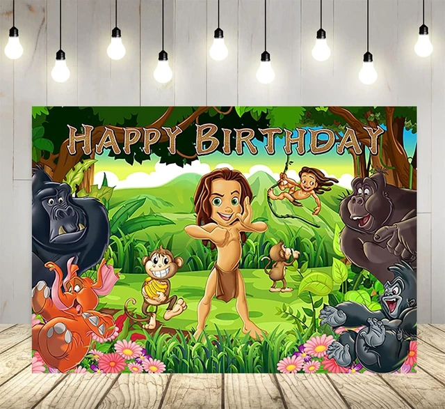 Main image of Safari Jungle Backdrop for Birthday Party Supplies Safari Photo Backgrounds Tarzan Theme Baby Shower Banner 59x38in