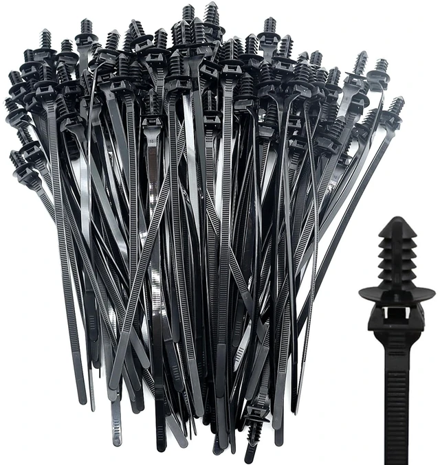 Main image of Push Mount Cable Zip Ties 8.3 Inch, Automotive Zip Ties with Push Pin Heavy Duty Wire Harness Clips (100 Pack)