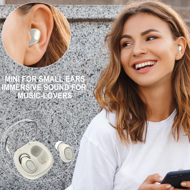 Alt view image 2 of 7 - Wireless Earbuds for Small Ear Canals Mini Size, Cute Bluetooth Ear Buds for Women Girls with 2 Noise Reduction Mic for Clear Calls, Small Wireless Earphones with Immersive Premium Sound