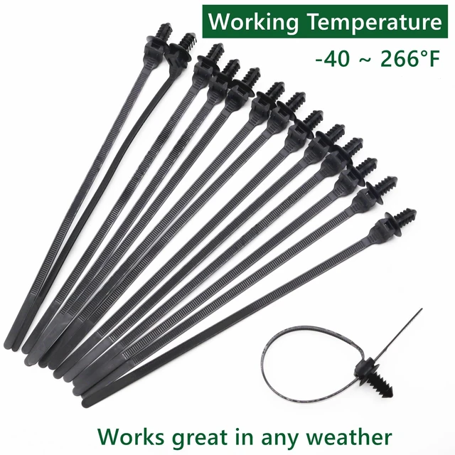 Alt view image 5 of 7 - Push Mount Cable Zip Ties 8.3 Inch, Automotive Zip Ties with Push Pin Heavy Duty Wire Harness Clips (100 Pack)