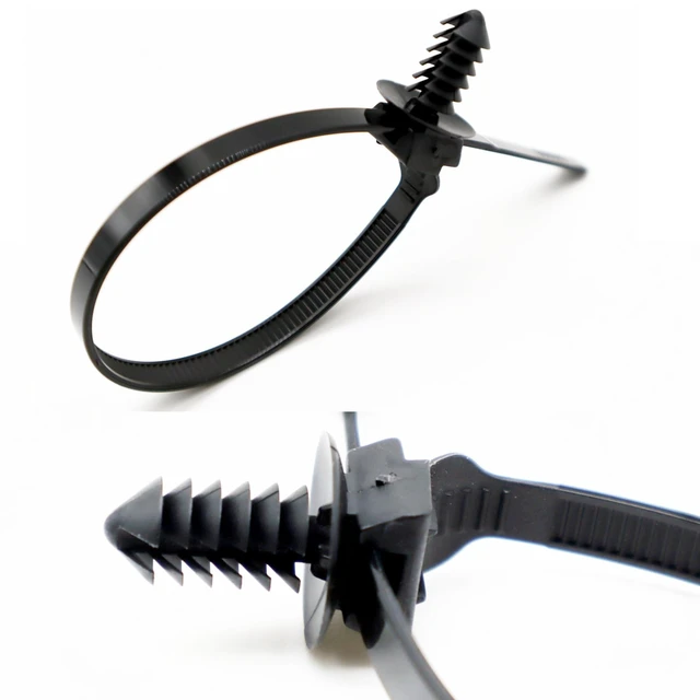 Alt view image 6 of 7 - Push Mount Cable Zip Ties 8.3 Inch, Automotive Zip Ties with Push Pin Heavy Duty Wire Harness Clips (100 Pack)