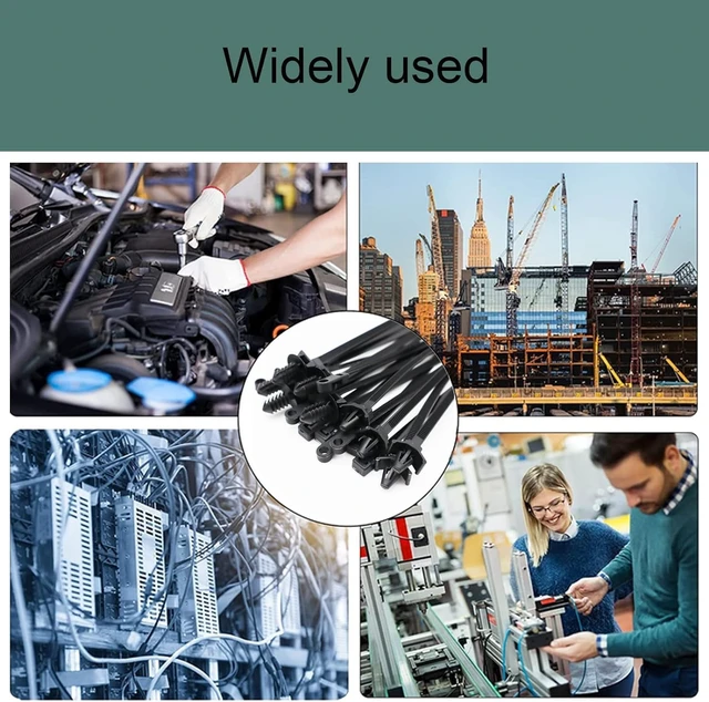 Alt view image 7 of 7 - Push Mount Cable Zip Ties 8.3 Inch, Automotive Zip Ties with Push Pin Heavy Duty Wire Harness Clips (100 Pack)