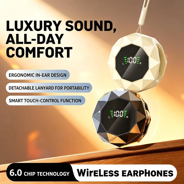 Alt view image 3 of 7 - Wireless Earbuds,Bluetooth 6.0 Headphones, ENC Noise Cancelling, Ergonomic Sport Headphone Headset for Gym/Running/Work,Ultra-Mini Stylish Headphones for Sleep & Day (Khaki)