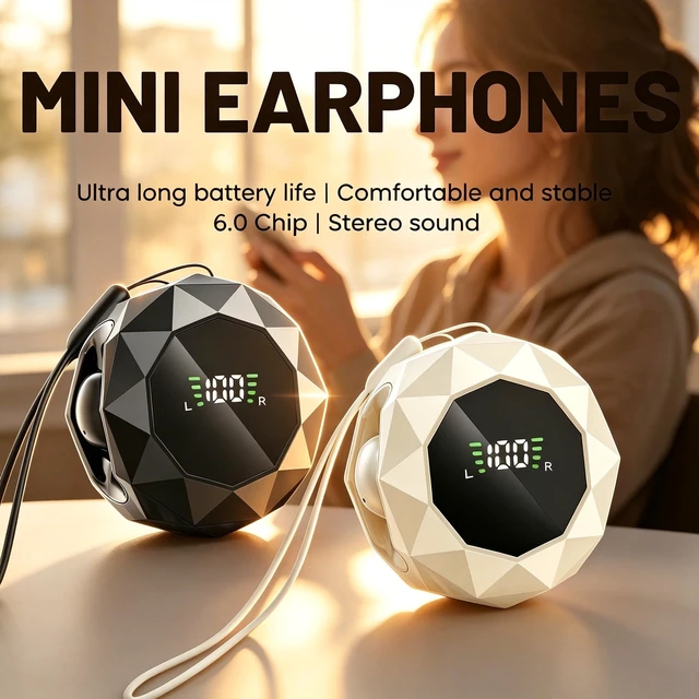 Alt view image 6 of 7 - Wireless Earbuds,Bluetooth 6.0 Headphones, ENC Noise Cancelling, Ergonomic Sport Headphone Headset for Gym/Running/Work,Ultra-Mini Stylish Headphones for Sleep & Day (Khaki)