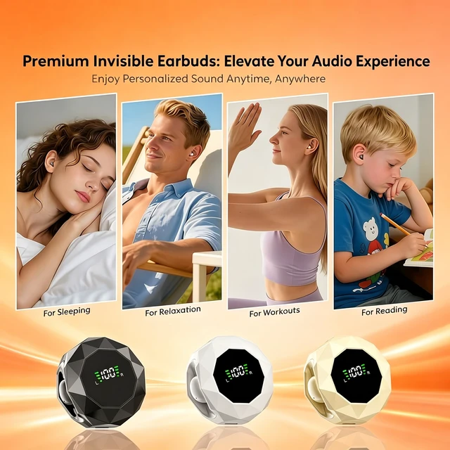 Alt view image 7 of 7 - Wireless Earbuds,Bluetooth 6.0 Headphones, ENC Noise Cancelling, Ergonomic Sport Headphone Headset for Gym/Running/Work,Ultra-Mini Stylish Headphones for Sleep & Day (Khaki)
