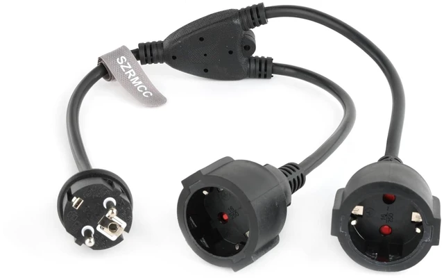 Main image of EU Europe Schuko UPS PDU Y Splitter Power Cord CEE7/7 European Schuko Plug to European Female Socket Extension Cable 16A 250V (2X Female)