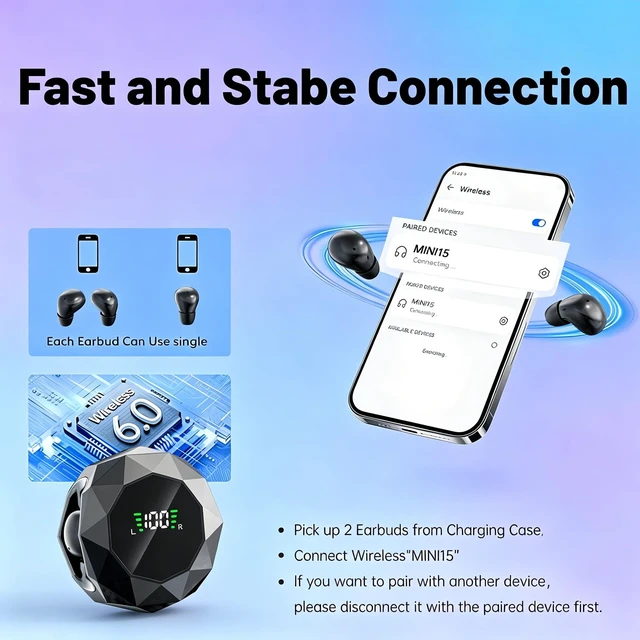 Alt view image 4 of 7 - Wireless Earbuds,Bluetooth 6.0 Headphones, ENC Noise Cancelling, Ergonomic Sport Headphone Headset for Gym/Running/Work,Ultra-Mini Stylish Headphones for Sleep & Day (Khaki)