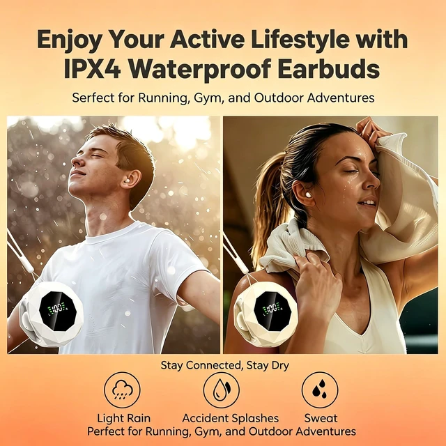 Alt view image 7 of 7 - Wireless Earbuds,Bluetooth 6.0 Headphones, ENC Noise Cancelling, Ergonomic Sport Headphone Headset for Gym/Running/Work,Ultra-Mini Stylish Headphones for Sleep & Day (White)