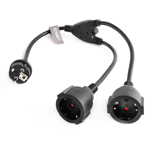 Alt view image 3 of 5 - EU Europe Schuko UPS PDU Y Splitter Power Cord CEE7/7 European Schuko Plug to European Female Socket Extension Cable 16A 250V (2X Female)