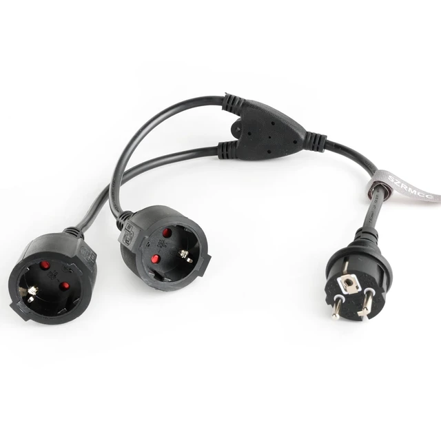 Alt view image 5 of 5 - EU Europe Schuko UPS PDU Y Splitter Power Cord CEE7/7 European Schuko Plug to European Female Socket Extension Cable 16A 250V (2X Female)