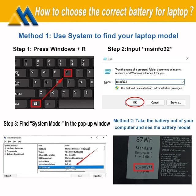Alt view image 6 of 6 - Mobik 87Wh DWVRR Laptop Battery Replacement for Dell Inspiron 16 7620 2-in-1 Alienware X15 R1 R2 Alienware x17 R1 R2 Series 817GN 0NR6MH 0017GN NR6MH 0NR6MH 11.4V 6-Cell